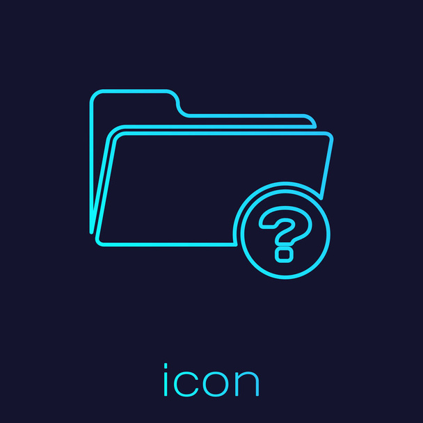 Turquoise Unknown directory line icon isolated on blue background. Magnifying glass and folder. Vector Illustration - Vector, Image