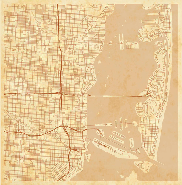 vetorial mapa da cidade de Miami em um papel grunge vintage com camadas separadas bem organizadas
 - Vetor, Imagem