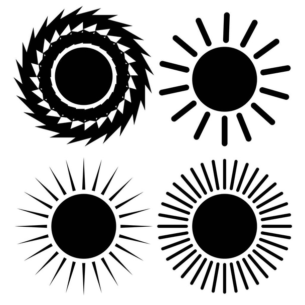 Conjunto de ícones Black Sun
  - Vetor, Imagem