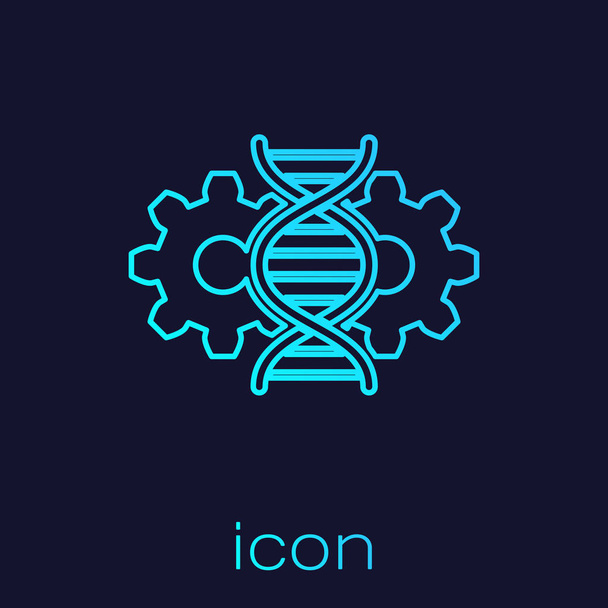 Icono de línea de edición de Gene turquesa aislado sobre fondo azul. Ingeniería genética. Investigación del ADN, investigación. Ilustración vectorial
 - Vector, imagen