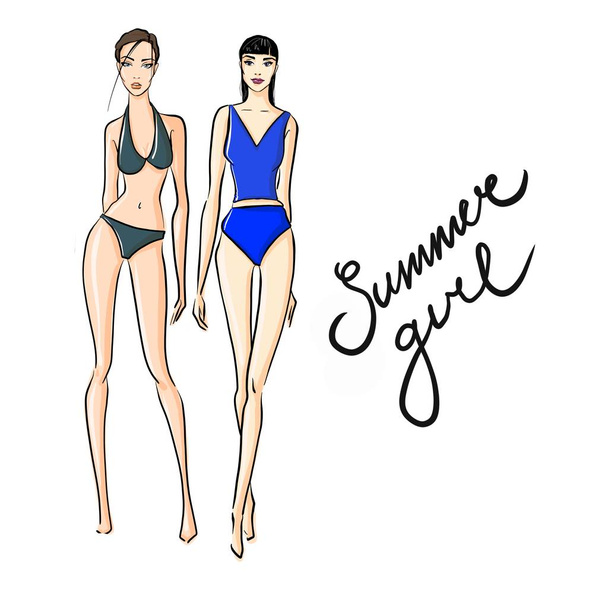 ビキニ水着でセクシーな女性。夏のビーチファッション。美しいg - 写真・画像