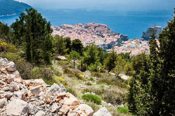 View of Dubrovnik city from Mount Srd walking trail - Photo, Image