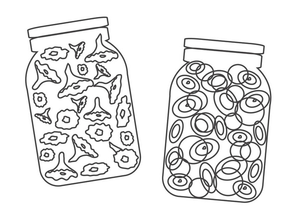 Dos tarros de ensaladas sobre un fondo blanco. Ilustración vectorial
.  - Vector, imagen