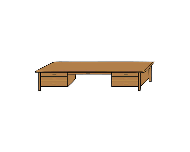 Дерев'яний стіл ізольована ілюстрація на білому тлі
 - Вектор, зображення