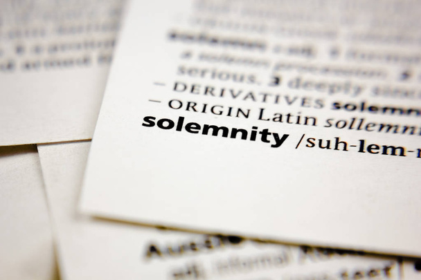 Word or phrase solemnity in a dictionary. - Photo, Image