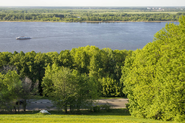 Top view in the daytime at the embankment, Volga river and skyline - Foto, Imagen