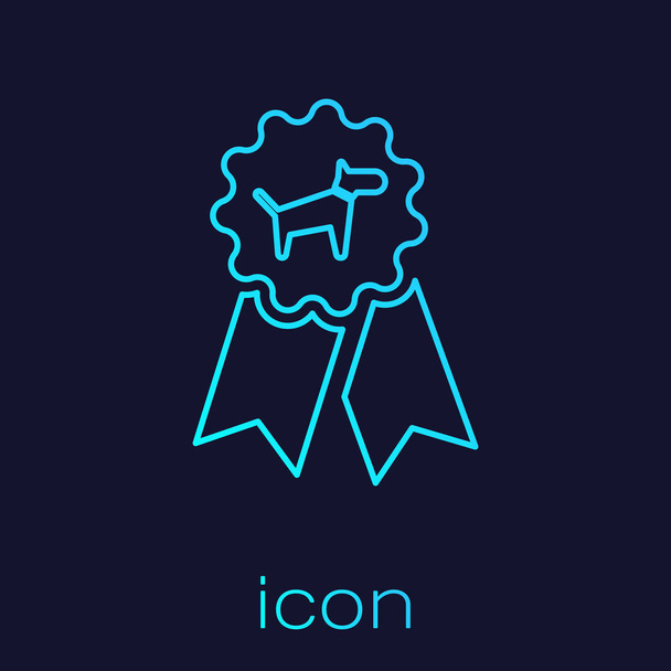 Turchese Cane premio simbolo linea icona isolata su sfondo blu. Medaglia con impronta di cane come concetto vincitore mostra animali domestici. Illustrazione vettoriale
 - Vettoriali, immagini