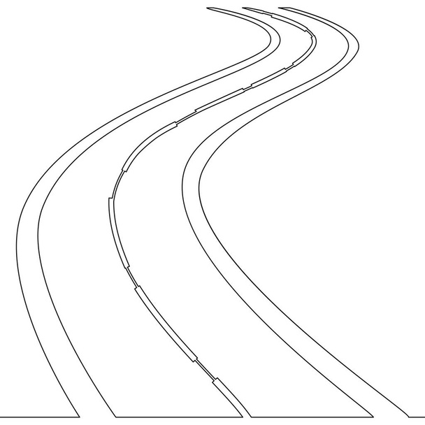 連続単線描画道路構想 - ベクター画像