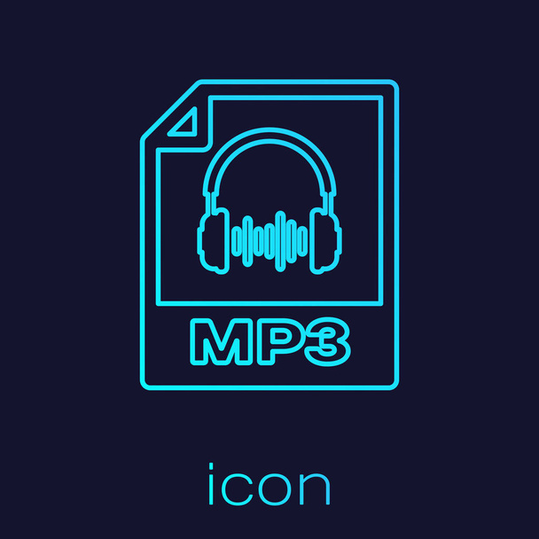 Ikona dokumentu ve formátu MP3 Turquoise. Ikona na tlačítku pro stažení MP3 je izolovaná na modrém pozadí. Symbol formátu MP3 Music. Symbol souboru MP3. Vektorová ilustrace - Vektor, obrázek
