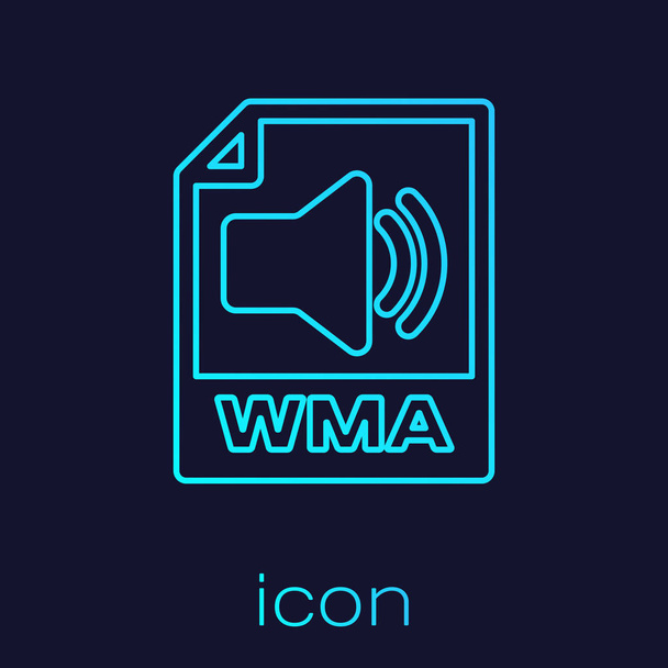 Türkiz WMA fájl dokumentum ikonja. Letöltés WMA gomb vonal ikon izolált kék háttér. WMA fájl szimbólumát. WMA zene formátum jel. Vektoros illusztráció - Vektor, kép