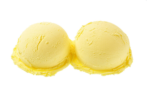 Beyaz arka planda izole edilmiş sarı dondurma. - Fotoğraf, Görsel