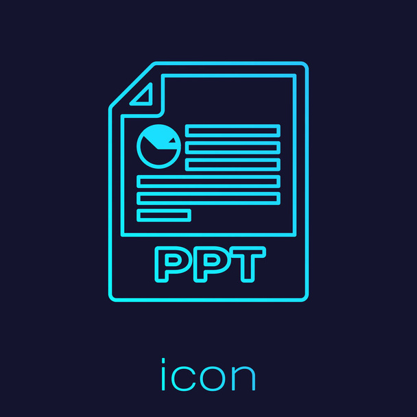 Бірюзовий значок документа PPT. Завантажити кнопку PPT рядок кнопки ізольований на синьому фоні. Презентація PPT для файлів. Векторна ілюстрація - Вектор, зображення