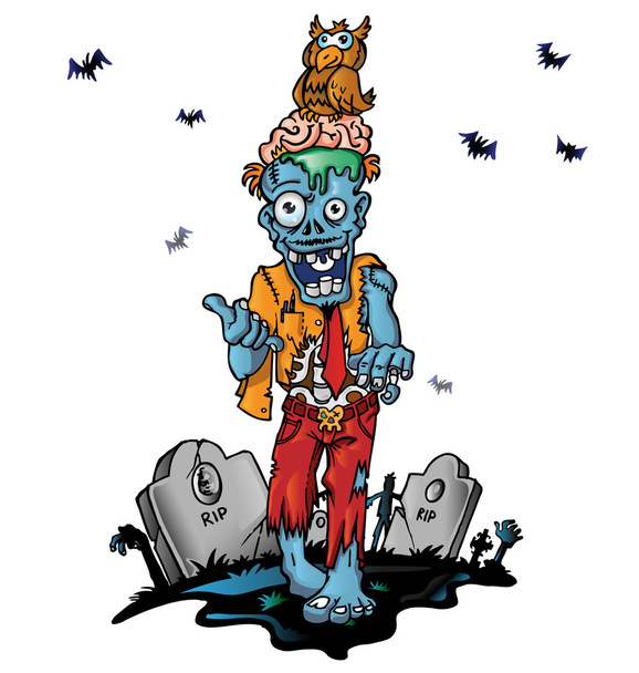 gek zombie cartoon - Vector, afbeelding