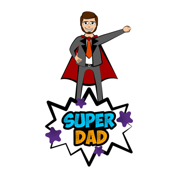 Isolated super dad with a hero costume - Vector, Image