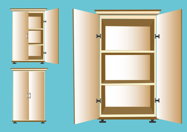 Wooden cabinet design vector illustration - Διάνυσμα, εικόνα