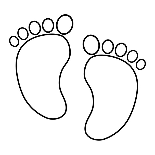 footmark icon cartoon in black and white - Vector, Image