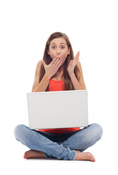 Young woman with laptop - Foto, Imagem