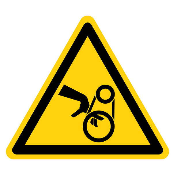 Signo de símbolo de unidad de correa de enredo de mano aislado sobre fondo blanco, ilustración vectorial
 - Vector, Imagen