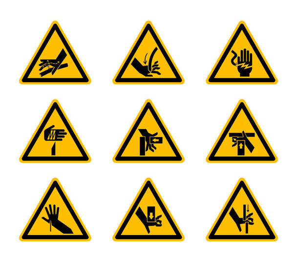 Triangular Warning Hazard Symbols labels Isolate On White Background,Vector Illustration - Vector, Image