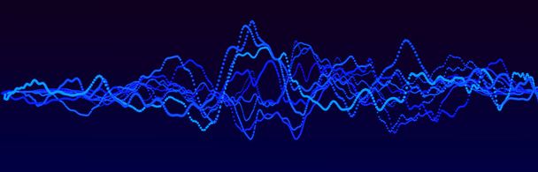 Звуковая волна. Абстрактный синий цифровой эквалайзер. Большая визуализация данных. Динамический поток света. 3d-рендеринг. - Фото, изображение