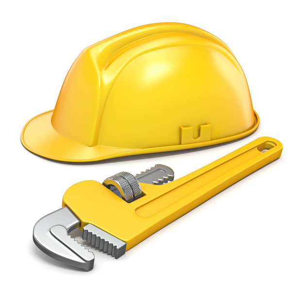 Construction helmet and piper tool 3D - Fotó, kép