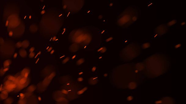 Fire sparks background. Burning red sparks. Fire flying sparks. Blurred bright light. 3D rendering - Foto, imagen