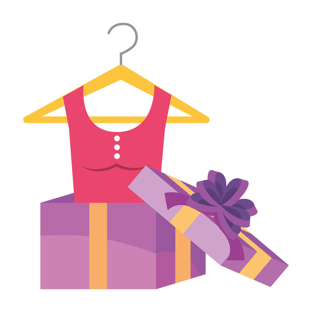 Dress inside gift  design - Vector, Image