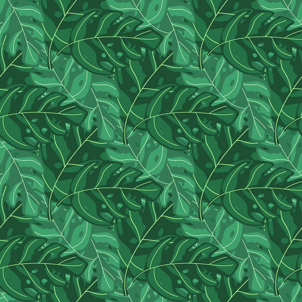 Tropical monstera leaves seamless repeat pattern . Exotic plant. - Vector, Image