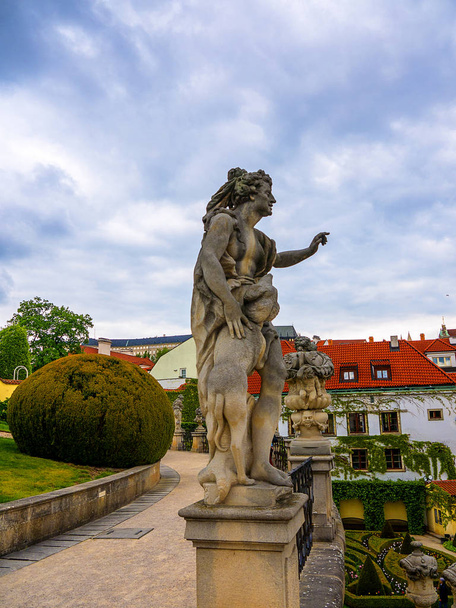 The Vrtba Garden in Prague is one of several fine High Baroque gardens in the Czech capital. . It is listed for its historic cultural values by UNESCO the Vrtba Garden is situated on the slope of Petrin Hill in the Mala Strana section of the city - Fotoğraf, Görsel
