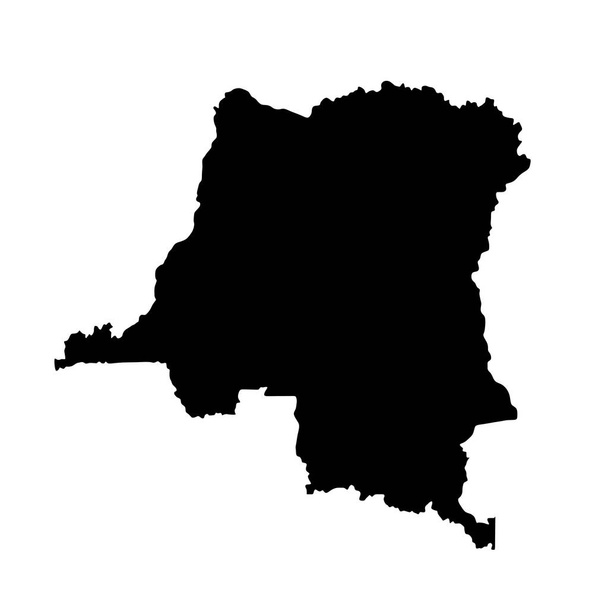 Demokraattinen tasavalta Kongon vektori kartta siluetti, korkea yksityiskohtainen kuva eristetty valkoisella taustalla. Keski-Afrikan valtio
. - Vektori, kuva