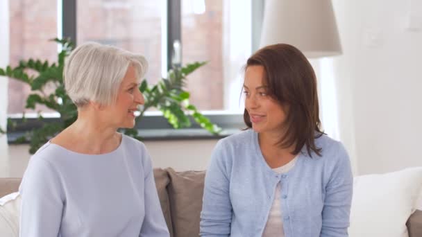 senior mother talking to adult daughter at home - Filmagem, Vídeo