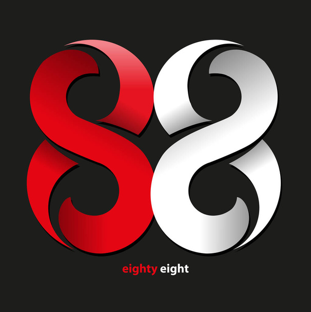 Vector abstract, red and white eighty eight number for symbol or icon - Vector, Image