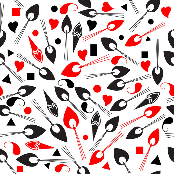 Abstract black and red vector seamless pattern on white backgrou - Διάνυσμα, εικόνα