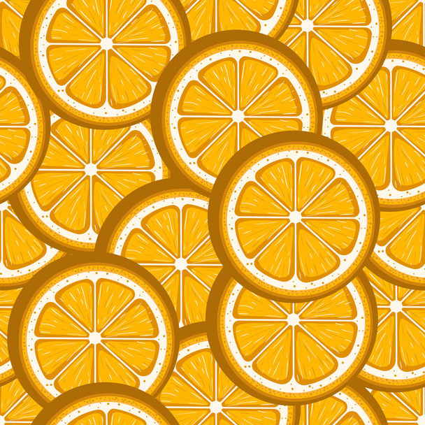 Fruit seamless pattern with orange slices. Vector illustration. - Vektör, Görsel