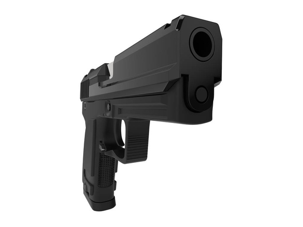 Czarny nowoczesny kompaktowy taktyczny pistolet-Barrel zbliżenie strzał - Zdjęcie, obraz