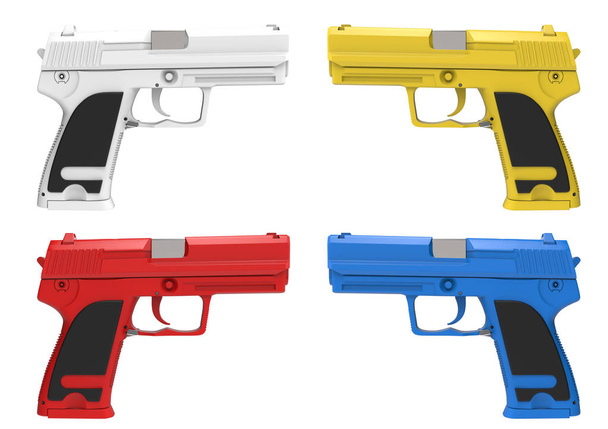 Σύγχρονα πιστόλια και όπλα χειρός σε διάφορα χρώματα - Φωτογραφία, εικόνα