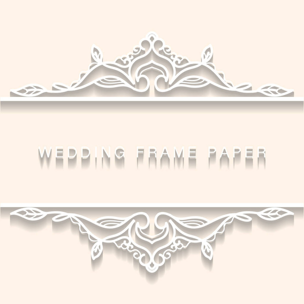 Lace frame met knipsel papier decoratie, Vector wenskaart of bruiloft uitnodiging sjabloon met vintage decoratief. - Vector, afbeelding