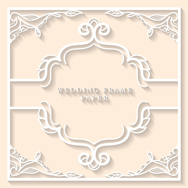 Spitzenrahmen mit ausgeschnittener Papierdekoration, Vektor-Grußkarte oder Hochzeitseinladungsvorlage mit Vintage-Dekoration. - Vektor, Bild