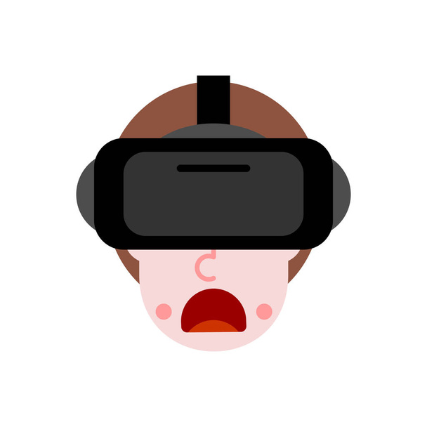 Homme en lunettes de réalité virtuelle. Surprise et choc
 - Vecteur, image