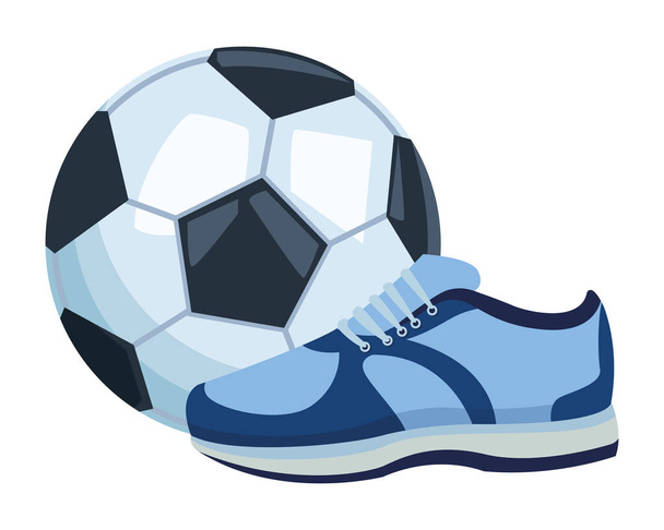 soccer balloon and sneaker icon - Vector, Image