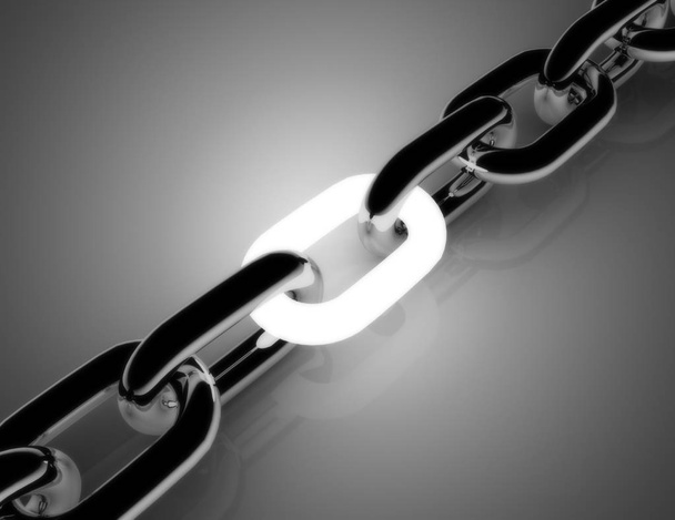 chain concept with white link .3d illustration - Foto, Imagem