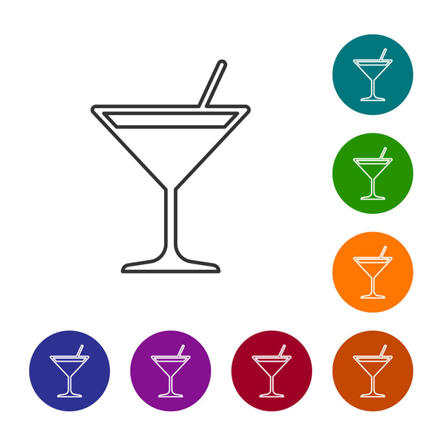 Szara ikona linii szkła Martini na białym tle. Ikona koktajlu. Ikona kieliszek do wina. Ilustracja wektorowa - Wektor, obraz