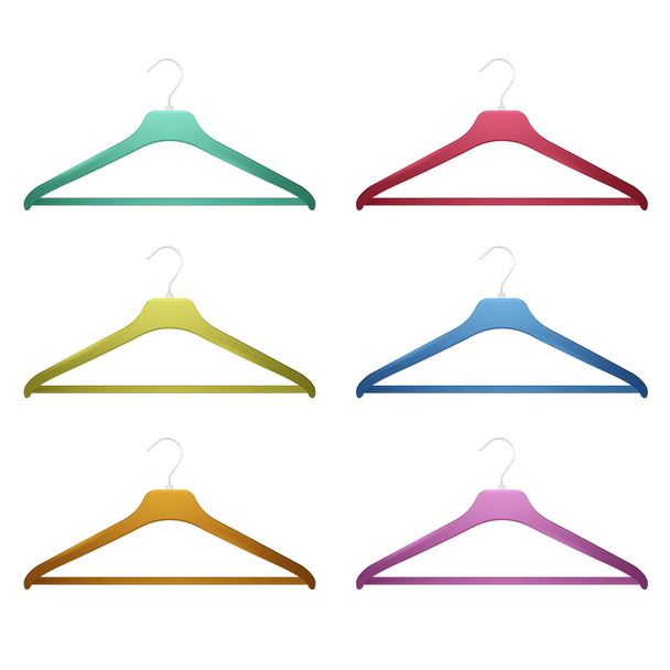 Colorful hangers isolated on white. Vector design - Vettoriali, immagini