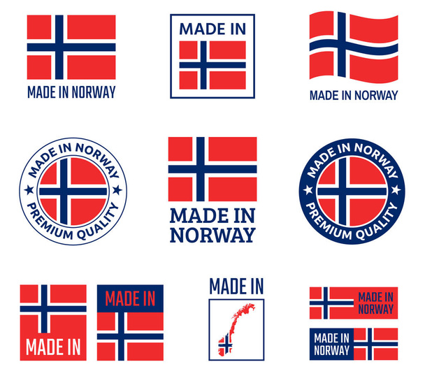 Norveç ürünleri ambleminde üretilen Norveç ürünleri seti. - Vektör, Görsel