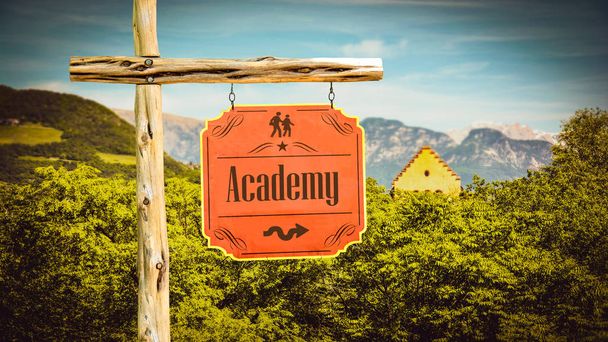 Street Sign to Academy - Photo, Image