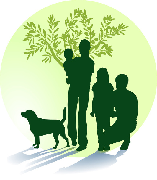 Mutter, Vater, Kinder und Hund - Vector, Image