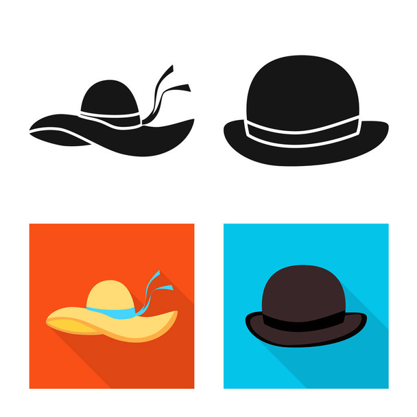 Vector design of clothing and cap symbol. Set of clothing and beret vector icon for stock. - Vektor, kép