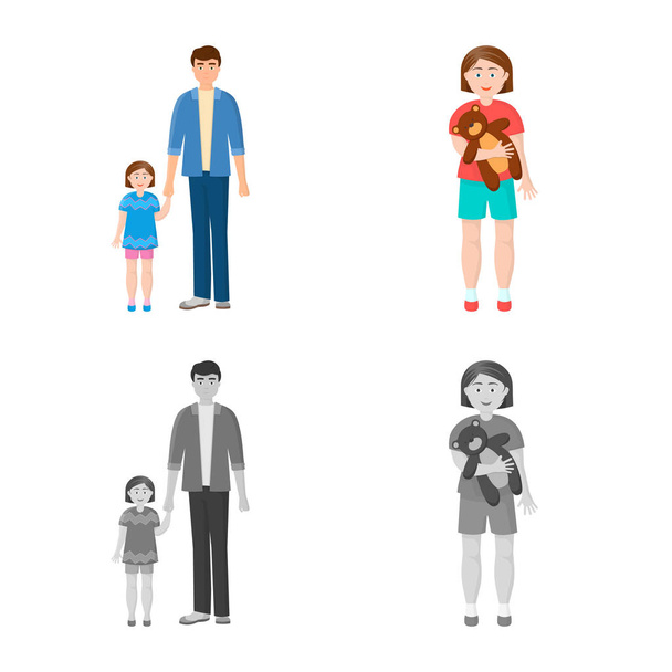 Vector illustration of character and avatar  icon. Collection of character and portrait stock symbol for web. - ベクター画像