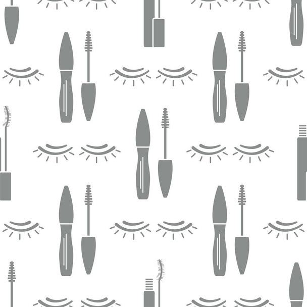 Vector seamless pattern with eyelashes. Makeup - Vettoriali, immagini