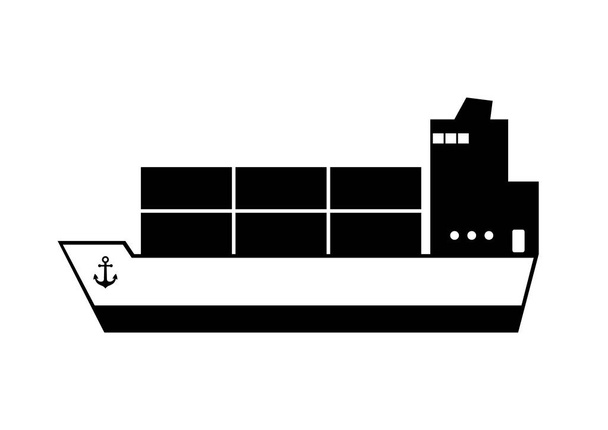 Beyaz arka planda konteyner gemisi vektör simgesi - Vektör, Görsel